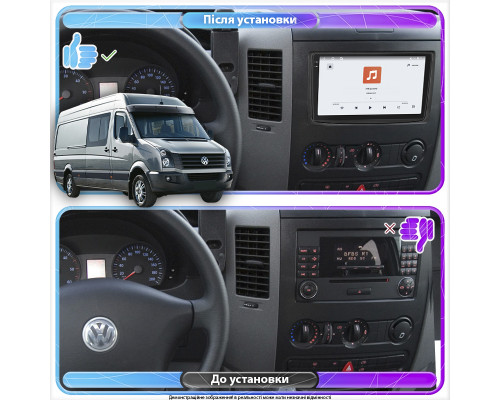 Штатная магнитола Lesko для Volkswagen Crafter I Рестайлинг 2011-2017 экран 9" 4/64 QLED CarPlay 4G Wi-Fi GPS 360 Prime