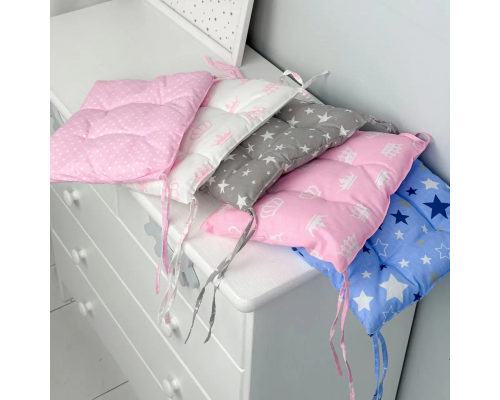 Подушка мягкая для детского стульчик 23х28, серая Розовая с короной