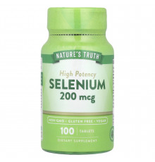 Селен, Selenium, Nature's Truth, висока ефективність, 200 мкг, 100 таблеток
