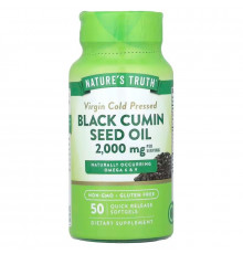 Олія насіння чорного кмину, Black Cumin Seed Oil, Nature's Truth, зі швидким вивільненням, 2000 мг, 50 капсул (1000 мг у кожній капсулі)