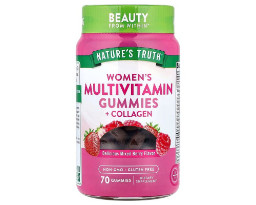 Мультивітаміни для жінок з колагеном, Women's Multivitmain + Collagen, Nature's Truth, суміш ягід, 70 жувальних цукерок