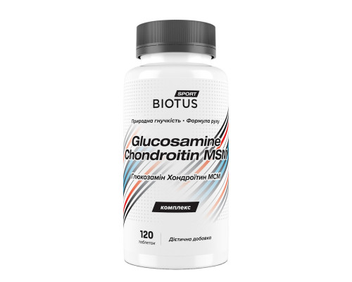 Глюкозамін, Хондроїтин, МСМ, Glucosamine, Chondroitin, MSM, Biotus, 120 таблеток