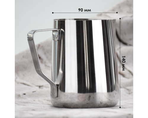 Питчер молочник для кофе Ecocoffeetools LH13 из нержавеющей стали для взбивания молока с длинным носиком 1000 мл