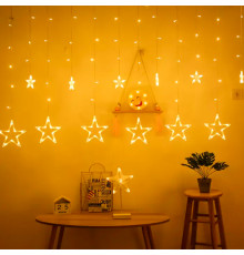 Новогодняя светодиодная гирлянда штора 3*1 метр Звезды Теплый свет