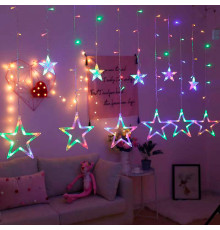 Новогодняя светодиодная гирлянда штора 3*1 метр Звезды Цветной свет