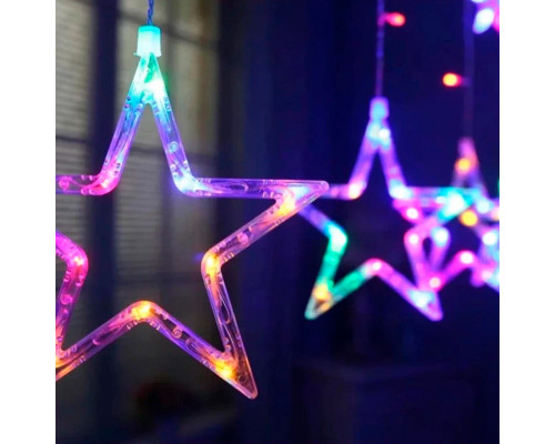 Новогодняя светодиодная гирлянда штора 3*1 метр Звезды Цветной свет