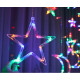 Новогодняя светодиодная гирлянда штора 3*1 метр Месяц и звезда Цветной свет