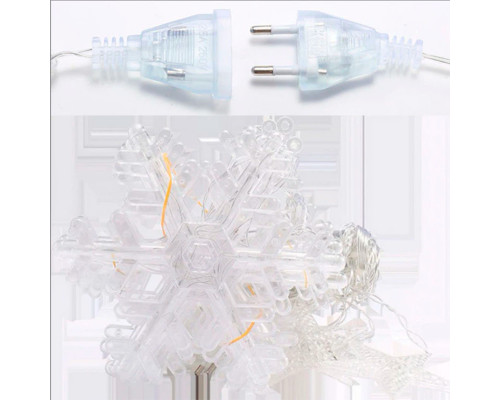 Новогодняя светодиодная гирлянда штора 3*1 метр Снежинка и звезда Теплый свет