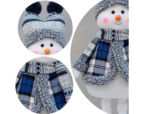 Новогодняя фигурка под елку YH239902B Снеговик 75 см рождественская мягкая игрушка Blue