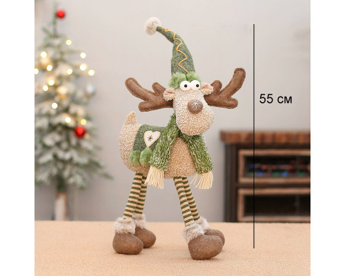 Новогодняя фигурка под елку YH259903 новогодний олень 55 см рождественская мягкая игрушка Green
