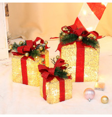 Новогодний декор с подсветкой T1230573 набор 3 шт Новогодние подарки Gold