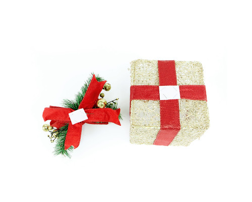 Новогодний декор с подсветкой T1230573 набор 3 шт Новогодние подарки Gold