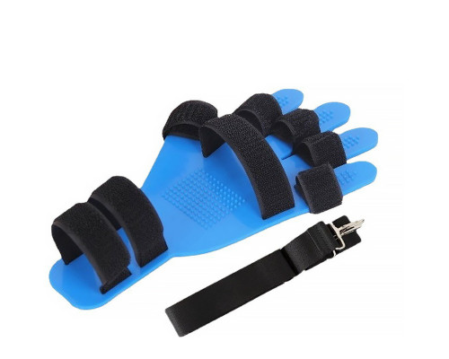 Бандаж фиксатор после инсульта для руки FZ-002 тренажер выпрямитель пальцев кисти против спастичности универсальная Blue
