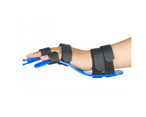Бандаж фиксатор после инсульта для руки FZ-002 тренажер выпрямитель пальцев кисти против спастичности универсальная Blue