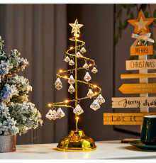 Настольная лампа-ночник SDS001 Хрустальная ёлочка от батареек декоративный светильник новогодний Теплый свет