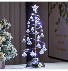 Настольная лампа-ночник SDS001 Хрустальная ёлочка от батареек декоративный светильник новогодний Холодный свет