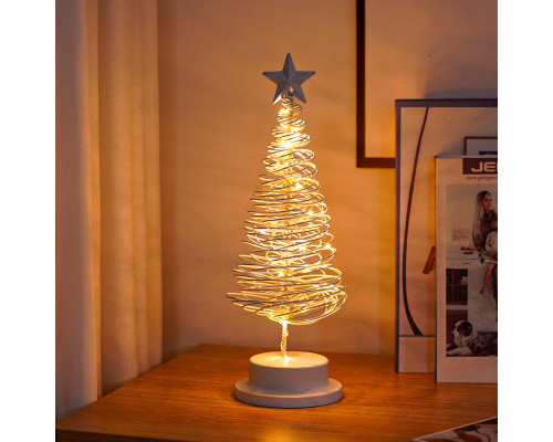 Настольная лампа-ночник SDА011 Ёлочка от батареек декоративный светильник новогодний Холодный свет