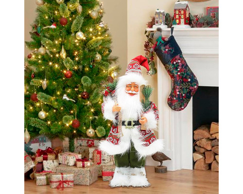 Новогодняя фигурка под елку D-303332 Санта Клаус 30 см рождественская мягкая игрушка Red
