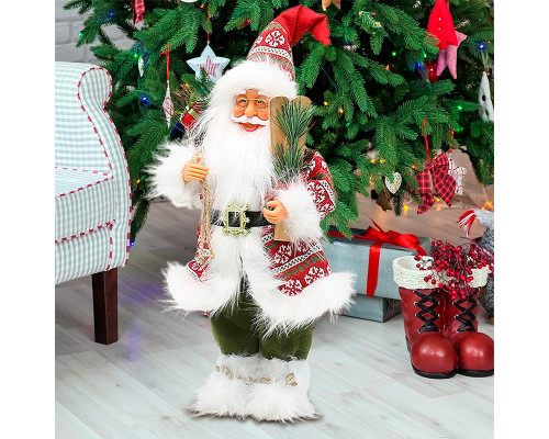 Новогодняя фигурка под елку D-303332 Санта Клаус 30 см рождественская мягкая игрушка Red