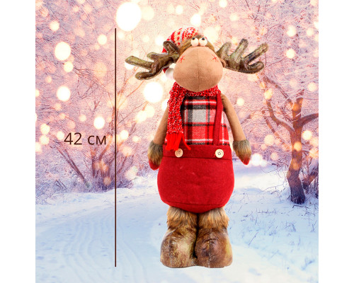 Новогодняя фигурка под елку YF201898A  новогодний олень 42 см рождественская мягкая игрушка Red