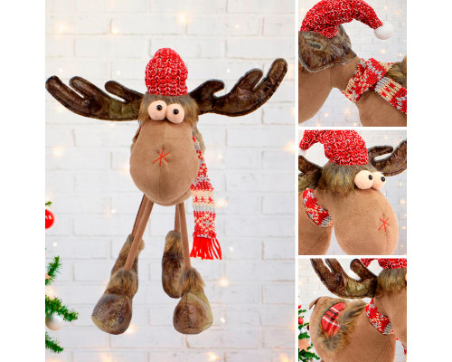 Новогодняя фигурка под елку YF201899  новогодний олень 45 см рождественская мягкая игрушка Red