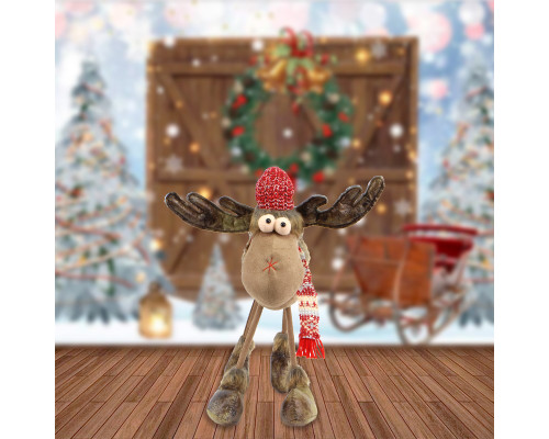 Новогодняя фигурка под елку YF201899  новогодний олень 45 см рождественская мягкая игрушка Red