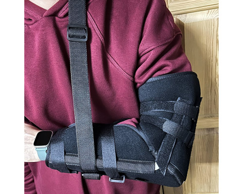 Фиксатор локтя тутор на локоть 7077 фиксатор бандаж на плечевой и локтевой сустав при переломах алюминиевыми вставками и углом 90° L