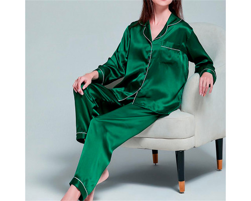 Комплект женской пижамы 806 Зеленый рубашка с длинным рукавом и штанами одежда для дома 2XL