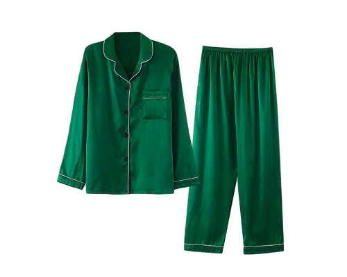 Комплект женской пижамы 806 Зеленый рубашка с длинным рукавом и штанами одежда для дома 2XL