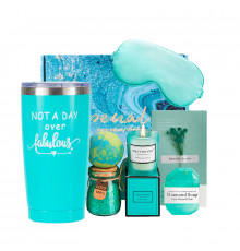 Подарочный Spa Box 0222 23*23*10.5 см из 6 предметов термостакан+алмазное мыло+бомбочка для ванны+соль для ванны+ароматическая свеча+открытка Tiffany