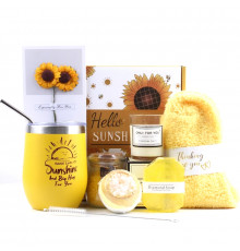 Подарочный Spa Box Sunshine из 7 предметов термостакан алмазное мыло бомбочка для ванны соль для ванны ароматическая свеча носки Yellow