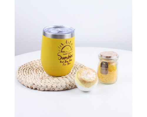 Подарочный Spa Box Sunshine из 7 предметов термостакан алмазное мыло бомбочка для ванны соль для ванны ароматическая свеча носки Yellow