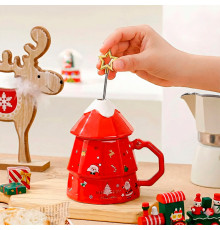 Рождественская чашка "Merry Christmass" Елка кружка в форме новогодней елки в подарочной упаковке Red