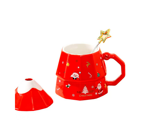 Рождественская чашка "Merry Christmass" Елка кружка в форме новогодней елки в подарочной упаковке Red
