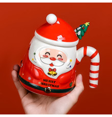 Рождественская чашка "Merry Christmass" Санта JJX001 кружка в форме Санты с ложечкой в подарочной упаковке Red