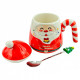 Рождественская чашка "Merry Christmass" Санта JJX001 кружка в форме Санты с ложечкой в подарочной упаковке Red