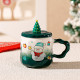 Новогодняя чашка JJX010 Новогодняя феерия кружка с ложечкой крышечкой рождественская в подарочной упаковке Green