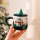 Новогодняя чашка JJX010 Новогодняя феерия кружка с ложечкой крышечкой рождественская в подарочной упаковке Green