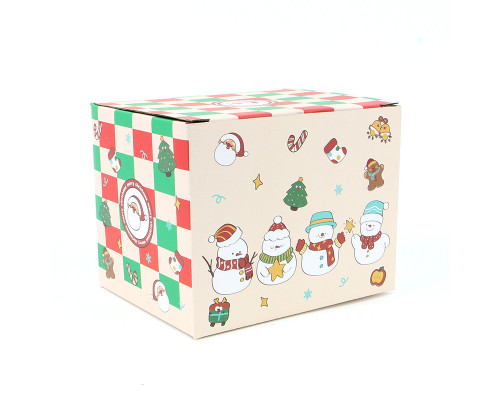 Новогодняя чашка JJX010 Новогодняя феерия кружка с ложечкой крышечкой рождественская в подарочной упаковке Green