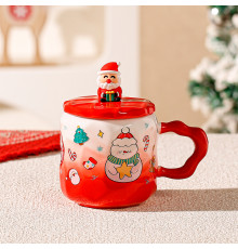 Новогодняя чашка JJX010 Новогодняя феерия кружка с ложечкой крышечкой рождественская в подарочной упаковке Red