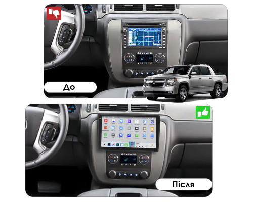 Штатная магнитола Lesko для Chevrolet Avalanche II 2006-2013 экран 10" 4/64 QLED CarPlay 4G Wi-Fi GPS 360 Prime