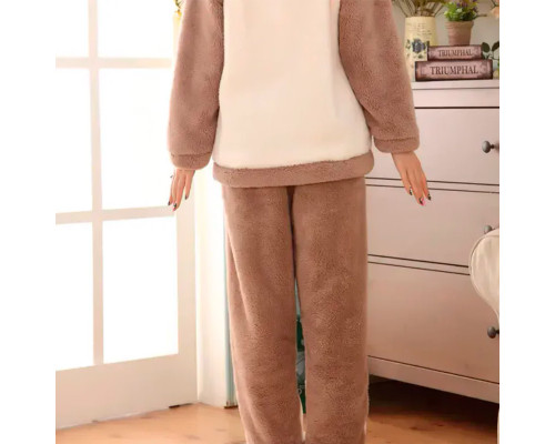 Женская тёплая махровая пижама Bear White 2XL