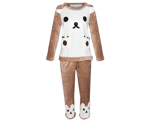 Женская тёплая махровая пижама Bear White XL