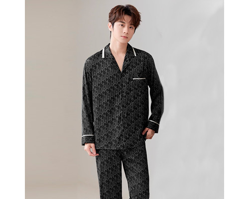 Комплект мужской пижамы TX0027 Черный рубашка с длинным рукавом и штанами XL