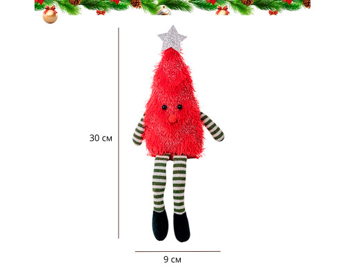 Рождественская игрушка Елочка A16  новогодний декор Red