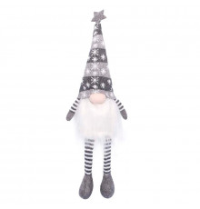 Новогодний Гном N2 для праздничного декора с Led подсветкой 20 см Gray