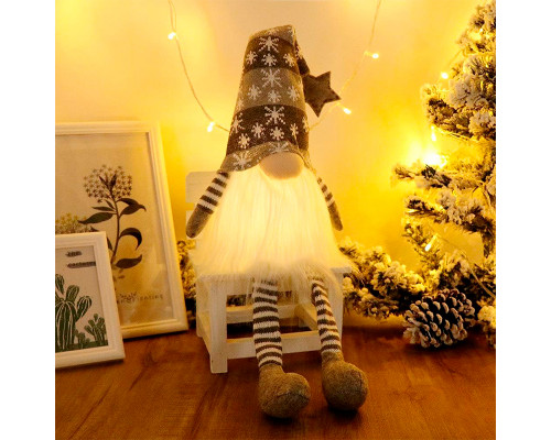 Новогодний Гном N2 для праздничного декора с Led подсветкой 20 см Gray