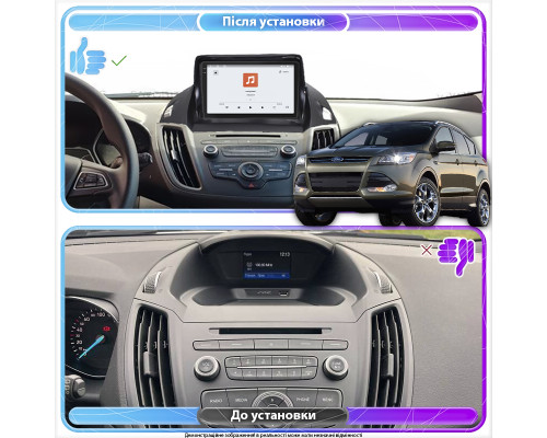 Штатная магнитола Lesko для Ford Escape III 2012-2015 экран 9" 4/64 QLED CarPlay 4G Wi-Fi GPS 360 Prime