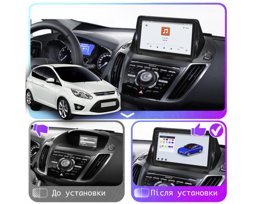 Штатная магнитола Lesko для Ford Escape III Рестайлинг 2015-2019 экран 9" 4/64 QLED CarPlay 4G Wi-Fi GPS 360 Prime