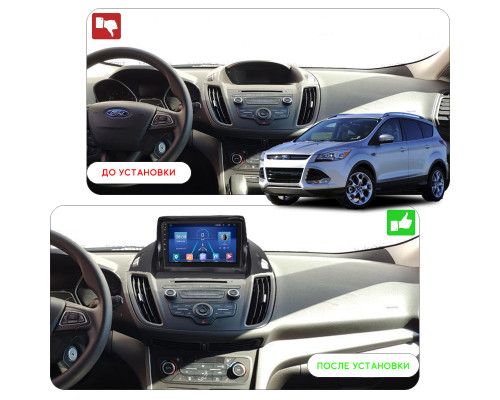 Штатная магнитола Lesko для Ford Escape III Рестайлинг 2015-2019 экран 9" 4/32Gb 4G Wi-Fi GPS Top